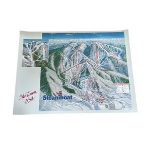 VTG (?) Steamboat CO Ski Town Map Original Poster Colorado Resort Snow Tourist